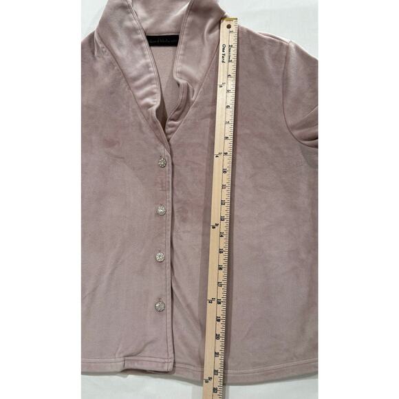 House of Harlow 1960 Blush Pink Crushed Velvet Cardigan Size Small (074) - Picture 6 of 8